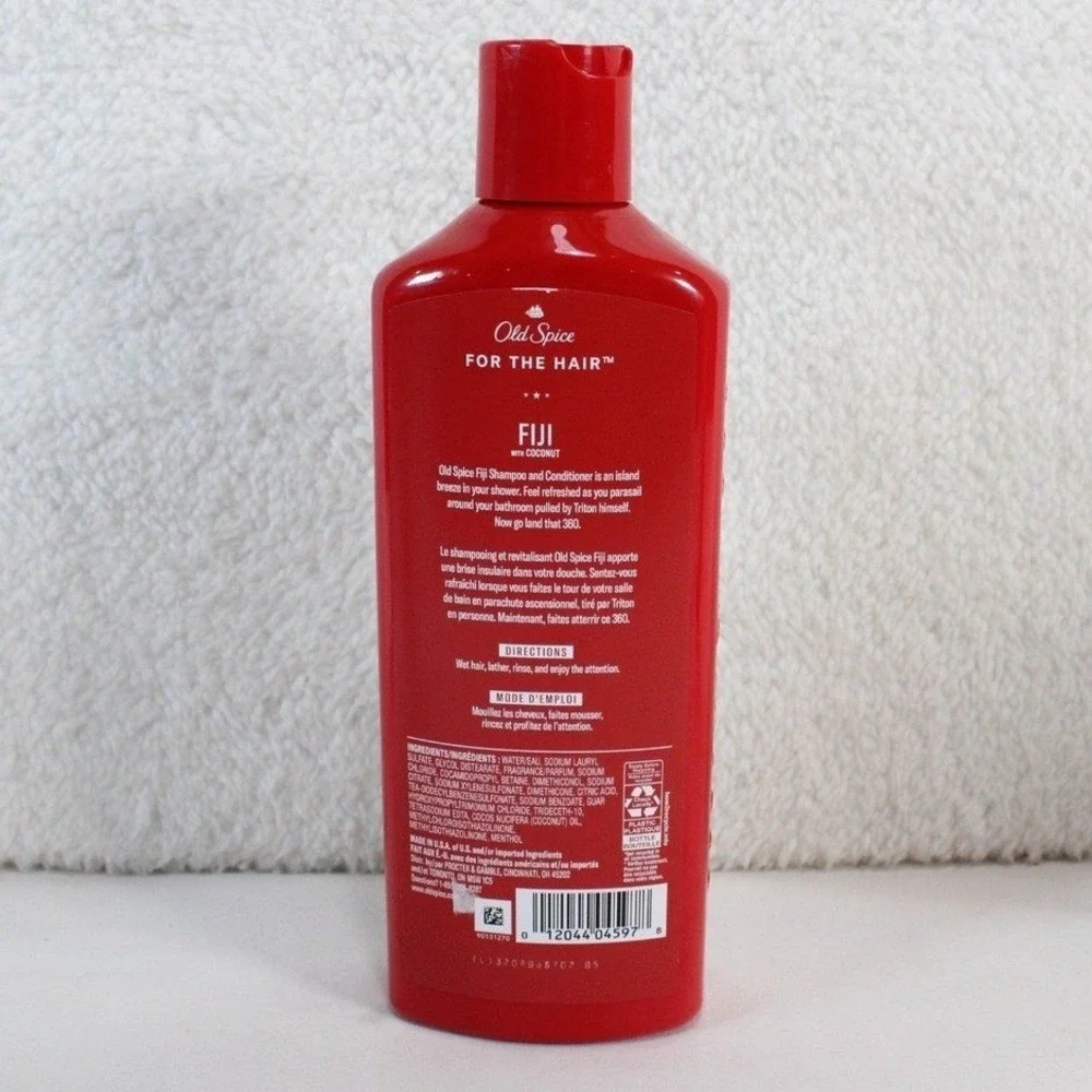 Old Spice Shampoo Lot 4 Fiji Coconut 2-in-1 & Volcano Charcoal 13.5oz Bottles